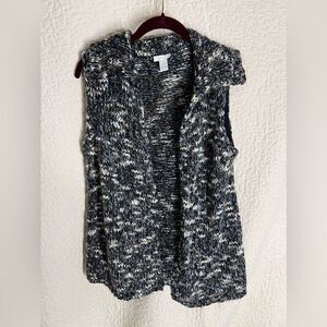 Chico’s Grey Chunky-Knit Sweater Cardigan Vest
